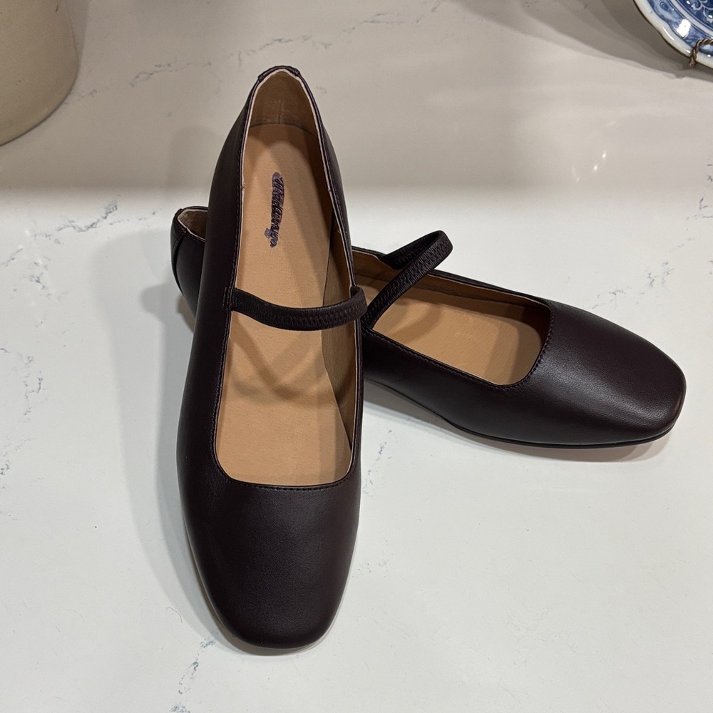 Madewell Greta Classic Mary Jane Flats in Dark Brown - Women